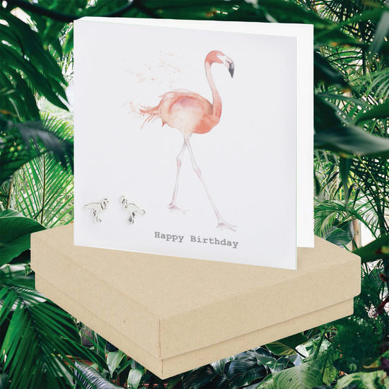 Flamingo Sterling Silver Stud Earrings in a Stylish Boxed Card - Perfect Gift for Her