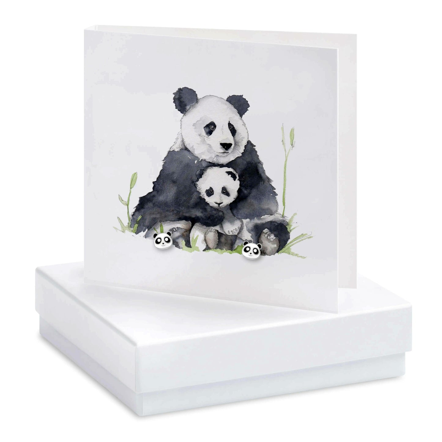 Sterling Silver Panda Stud Earrings - Boxed for Gifting