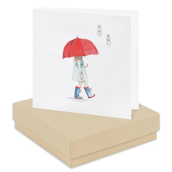 Boxed Earring Card Umbrella Girl Earrings Crumble and Core Kraft  