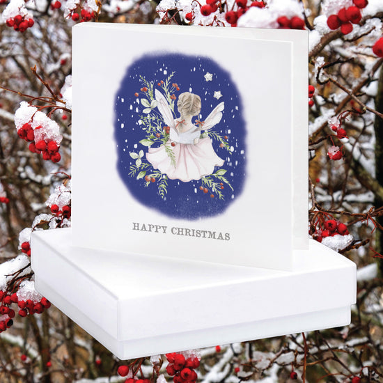 Christmas Fairy Sterling Silver Stud Earrings - Boxed Gift Card