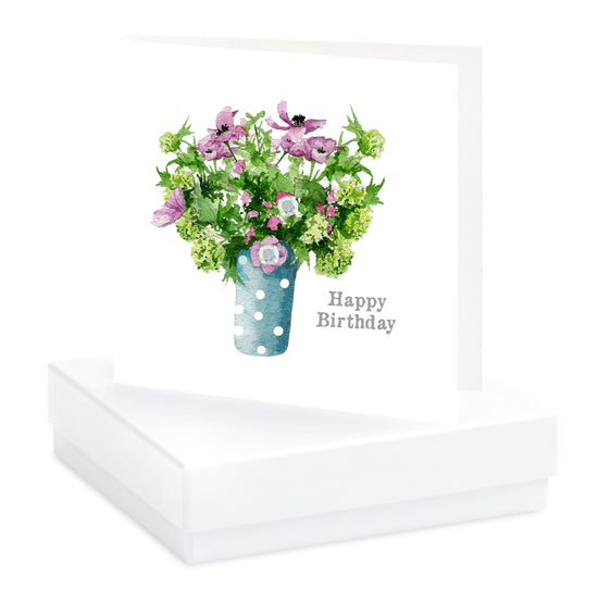 Boxed Silver Earring Card Dotty Vase Happy Birthday Earrings Crumble and Core White  