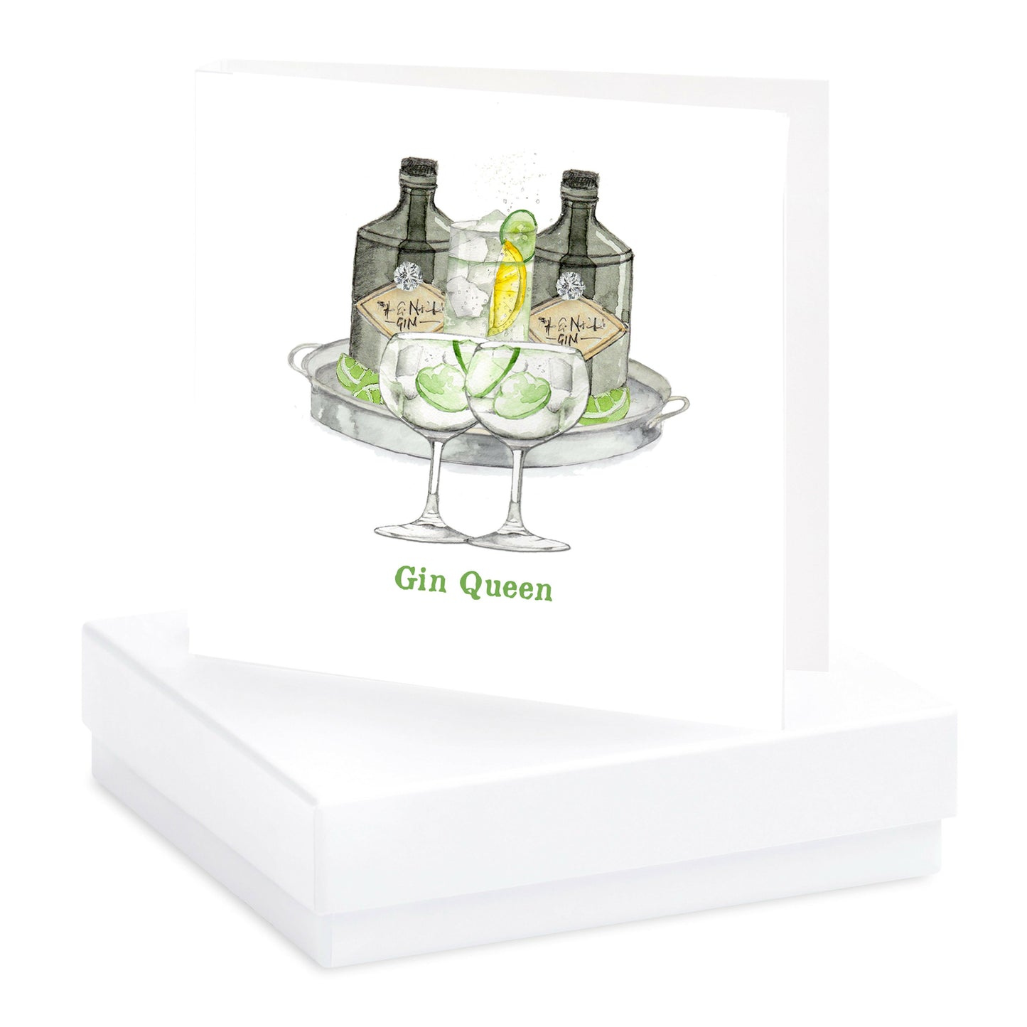 Boxed Silver Earring Card Gin Queen Earrings Crumble and Core White  