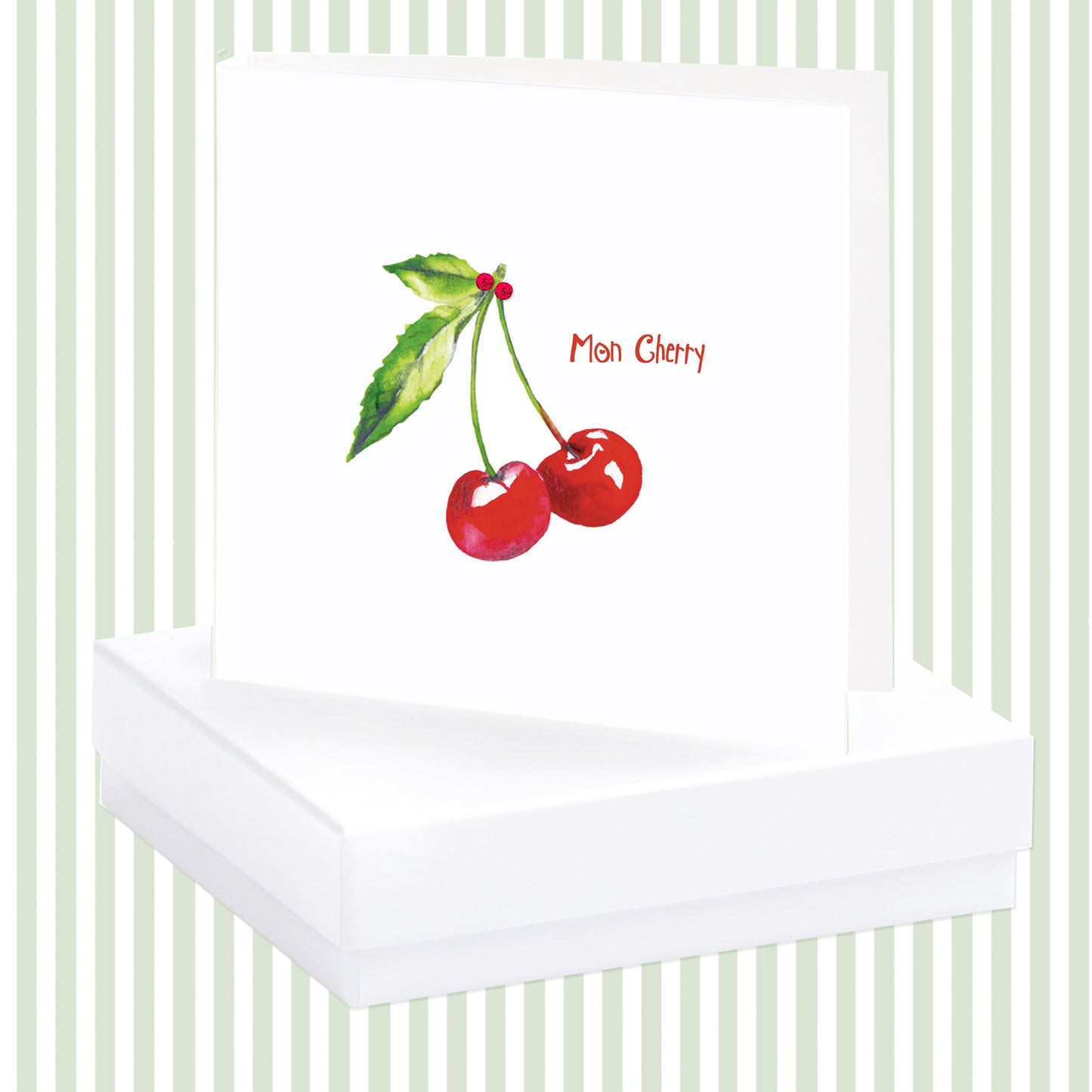 Sterling Silver Mon Cherry Stud Earrings - Boxed Gift  Handmade Jewellery