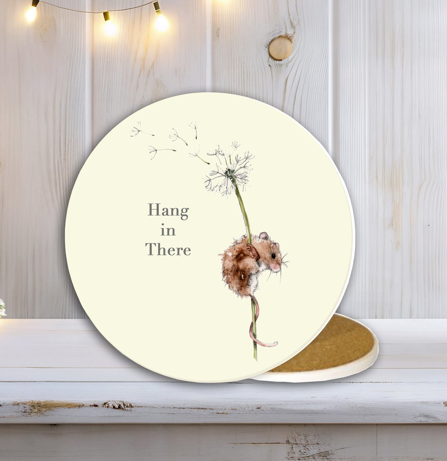 Ceramic Coaster - Mouse Hang In There