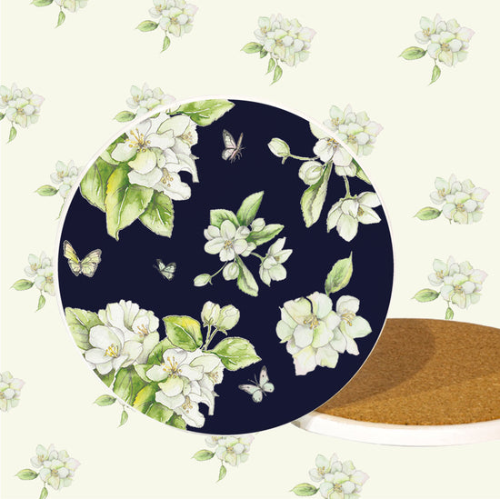 Ceramic Coaster - Navy Blossom