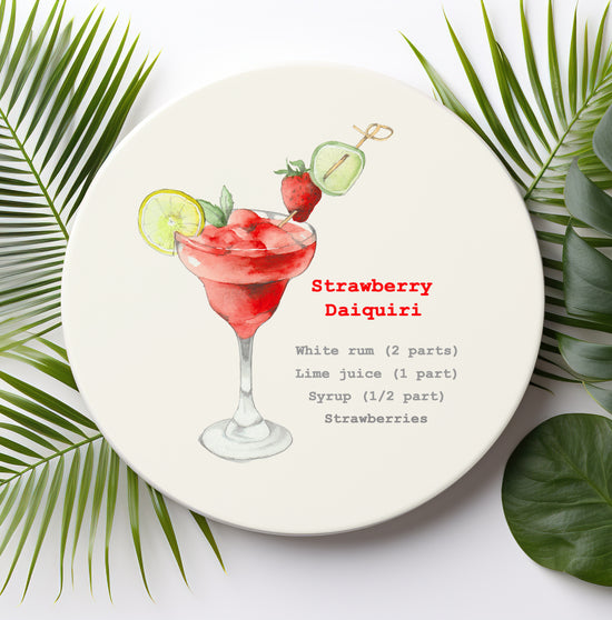 Ceramic Coaster - Cocktail Recipes Strawberry Daiquiri