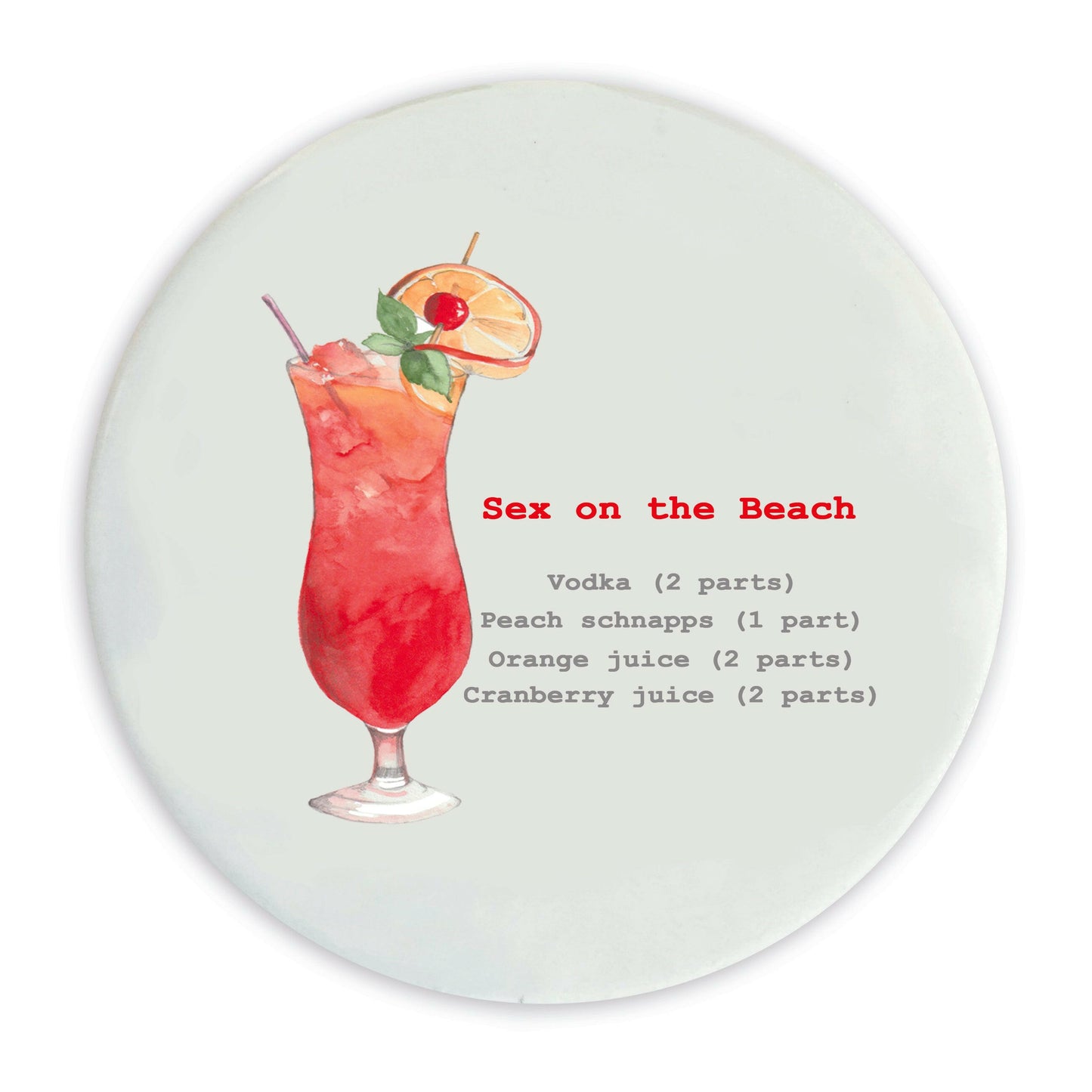 Ceramic Coaster - Cocktail Recipes Sex On The Beach Coasters Crumble and Core   