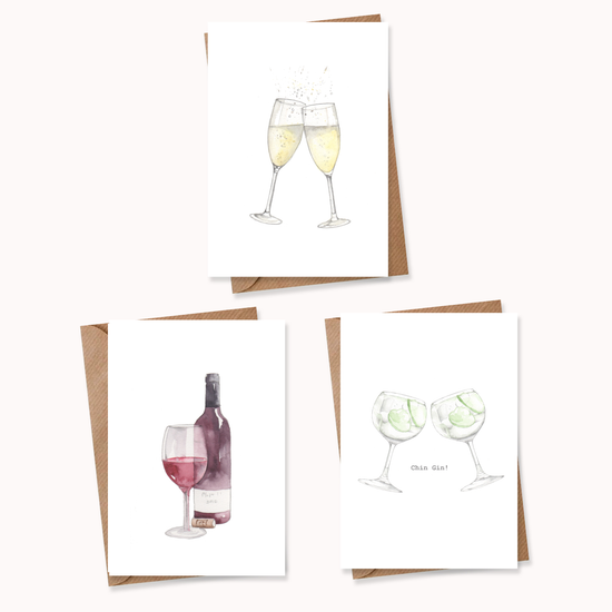 Boxed 'Drinks' pack of assorted A6 cards