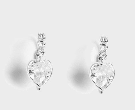 Sterling Silver Drop Heart Crystal Earrings with Snail Design - Boxed Gift Set for Loved One Gift