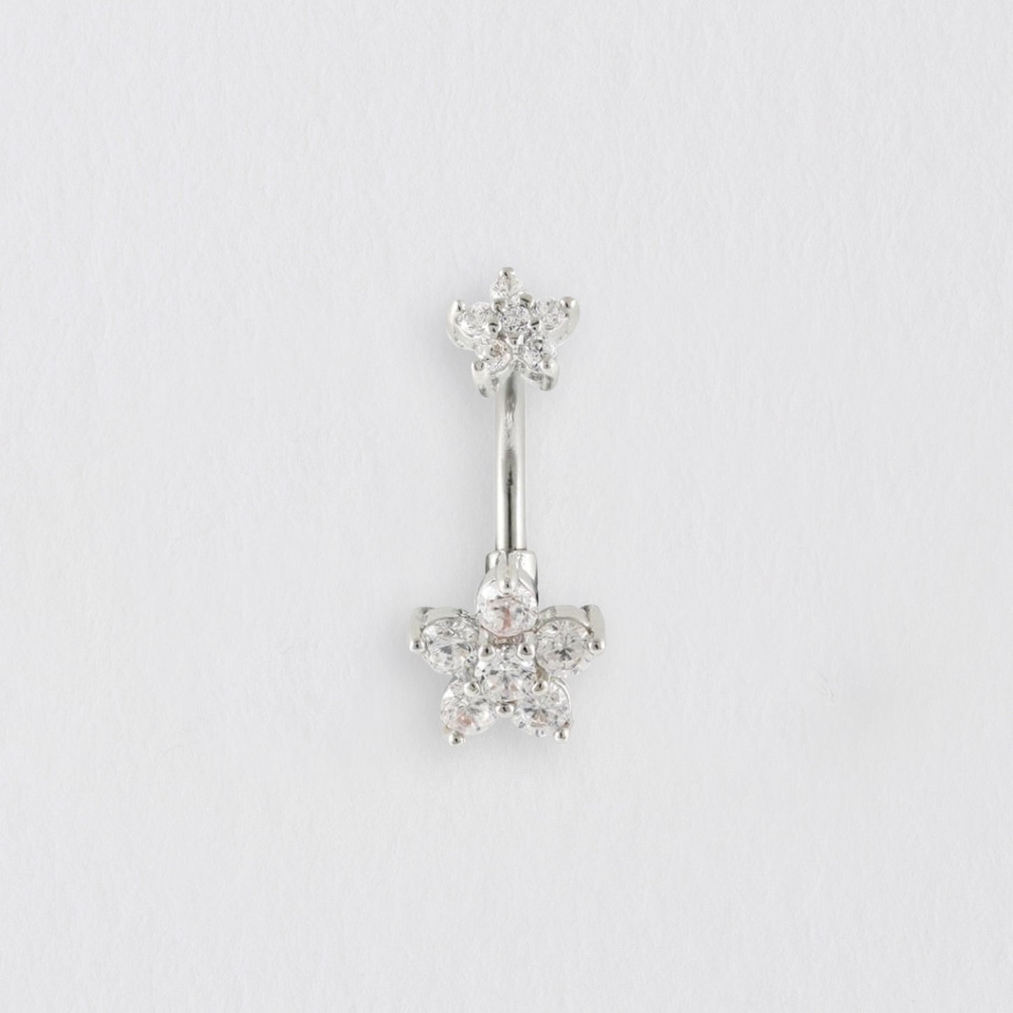 Surgical Steel Crystal Flower Belly Bar Jewelry Crumble and Core   