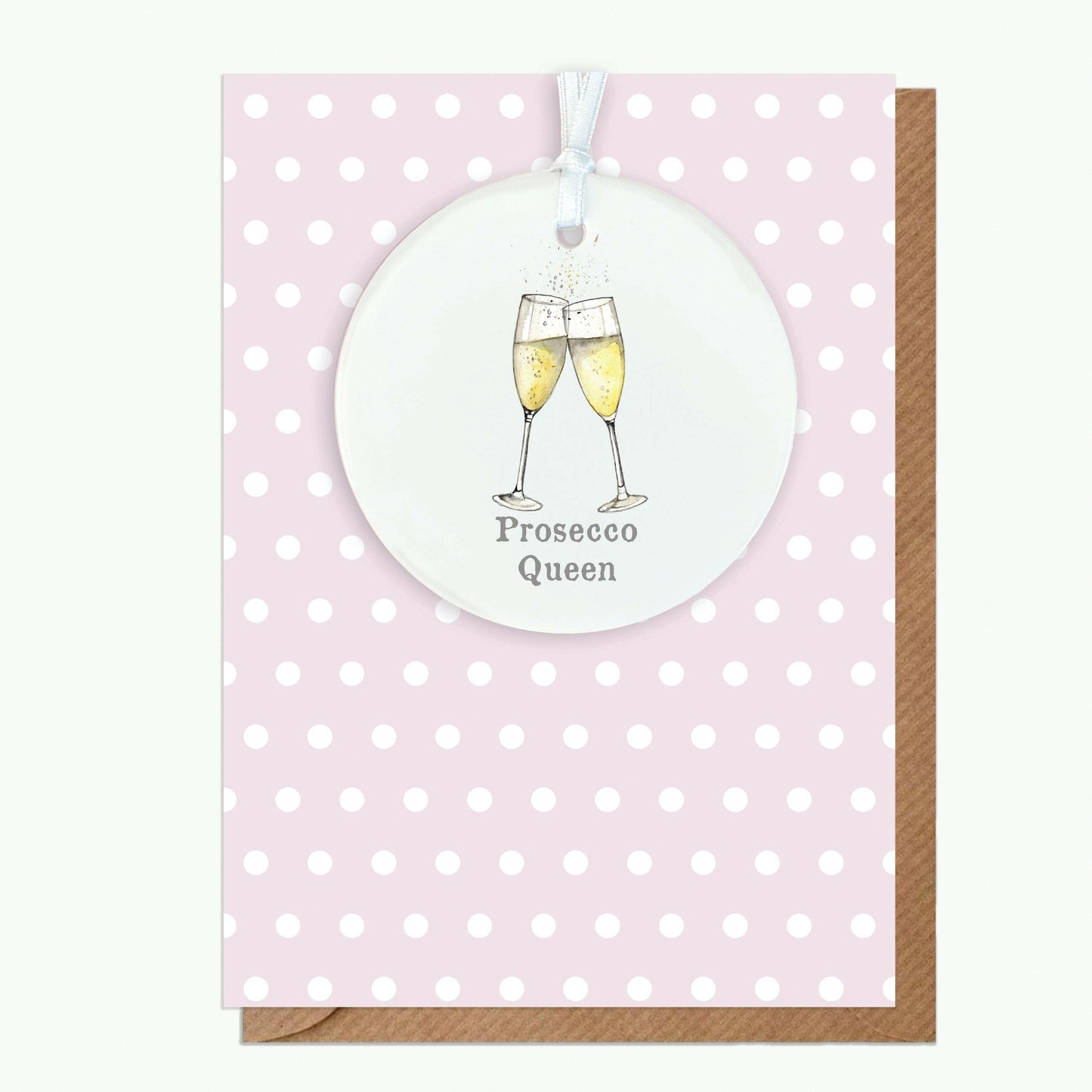 A6 Greeting Card with Ceramic Keepsake - Prosecco Queen Greeting & Note Cards Crumble and Core   