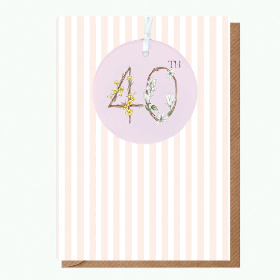 A6 Greeting Card with Ceramic Keepsake - 40th Greeting & Note Cards Crumble and Core   