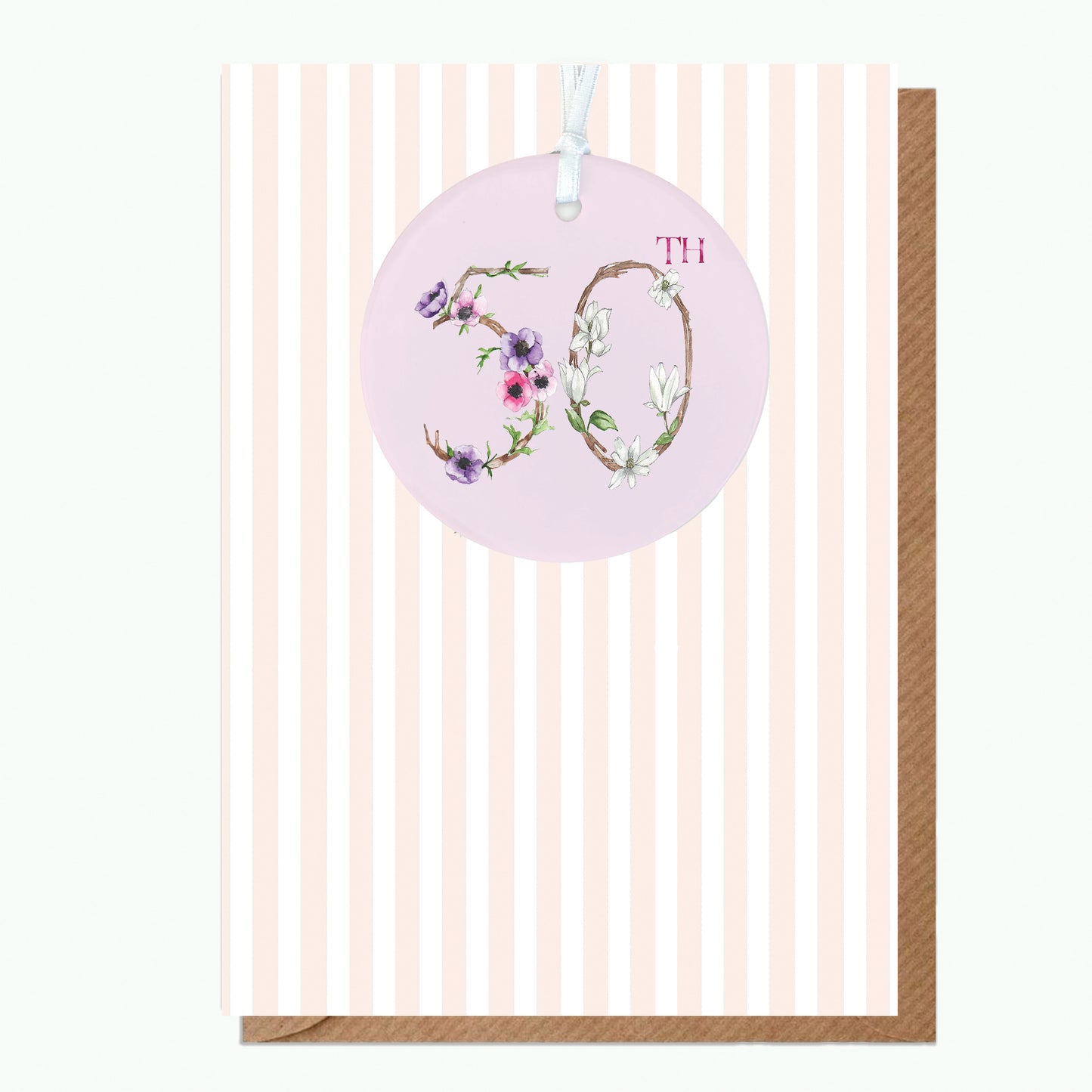 A6 Greeting Card with Ceramic Keepsake - 50th Greeting & Note Cards Crumble and Core   