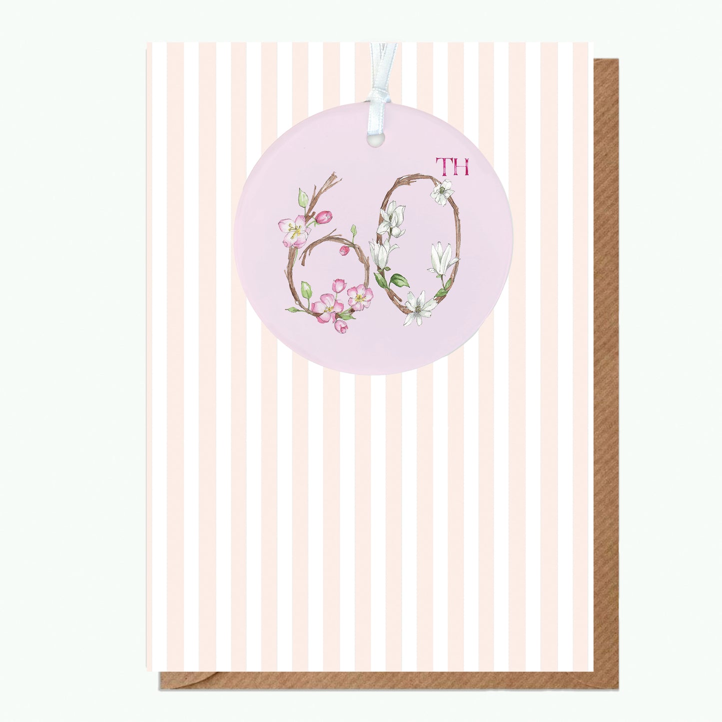 A6 Greeting Card with Ceramic Keepsake - 60th Greeting & Note Cards Crumble and Core   