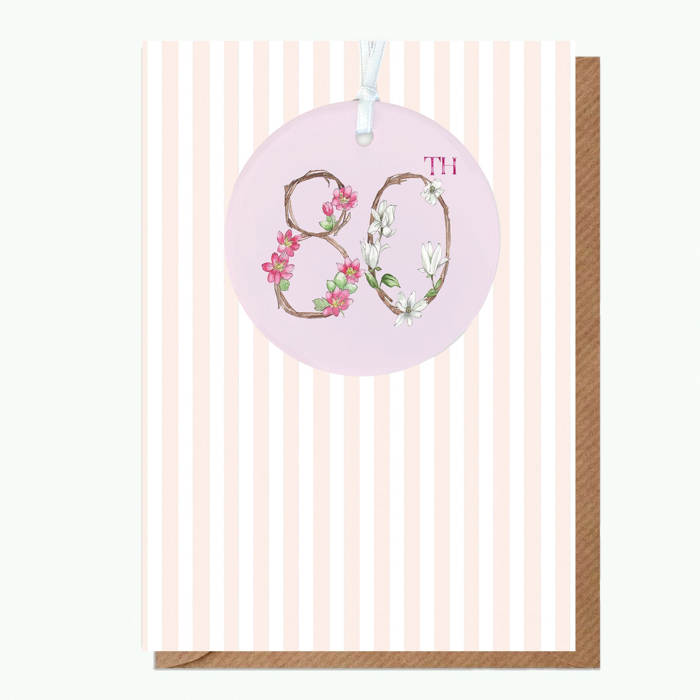 A6 Greeting Card with Ceramic Keepsake - 80th Greeting & Note Cards Crumble and Core   
