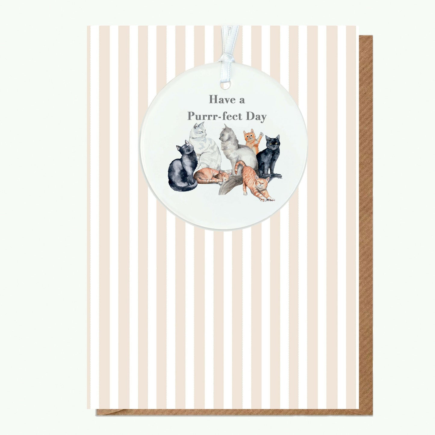 A6 Greeting Card with Ceramic Keepsake - Cats Happy Birthday Greeting & Note Cards Crumble and Core   