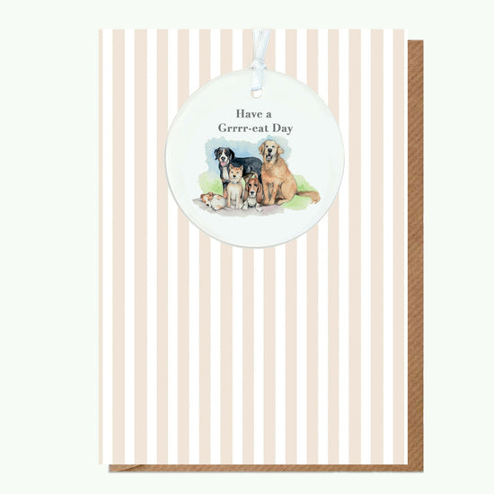 A6 Greeting Card with Ceramic Keepsake - Dogs Happy Birthday Greeting & Note Cards Crumble and Core   