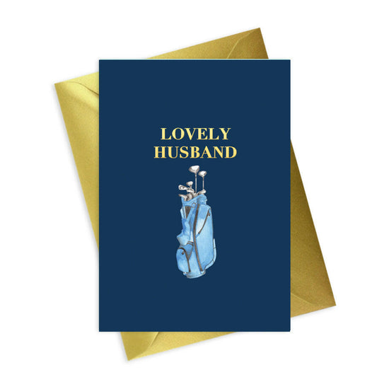 Navy A6 Foiled Greeting Card Golf Lovely Husband Greeting & Note Cards Crumble and Core   