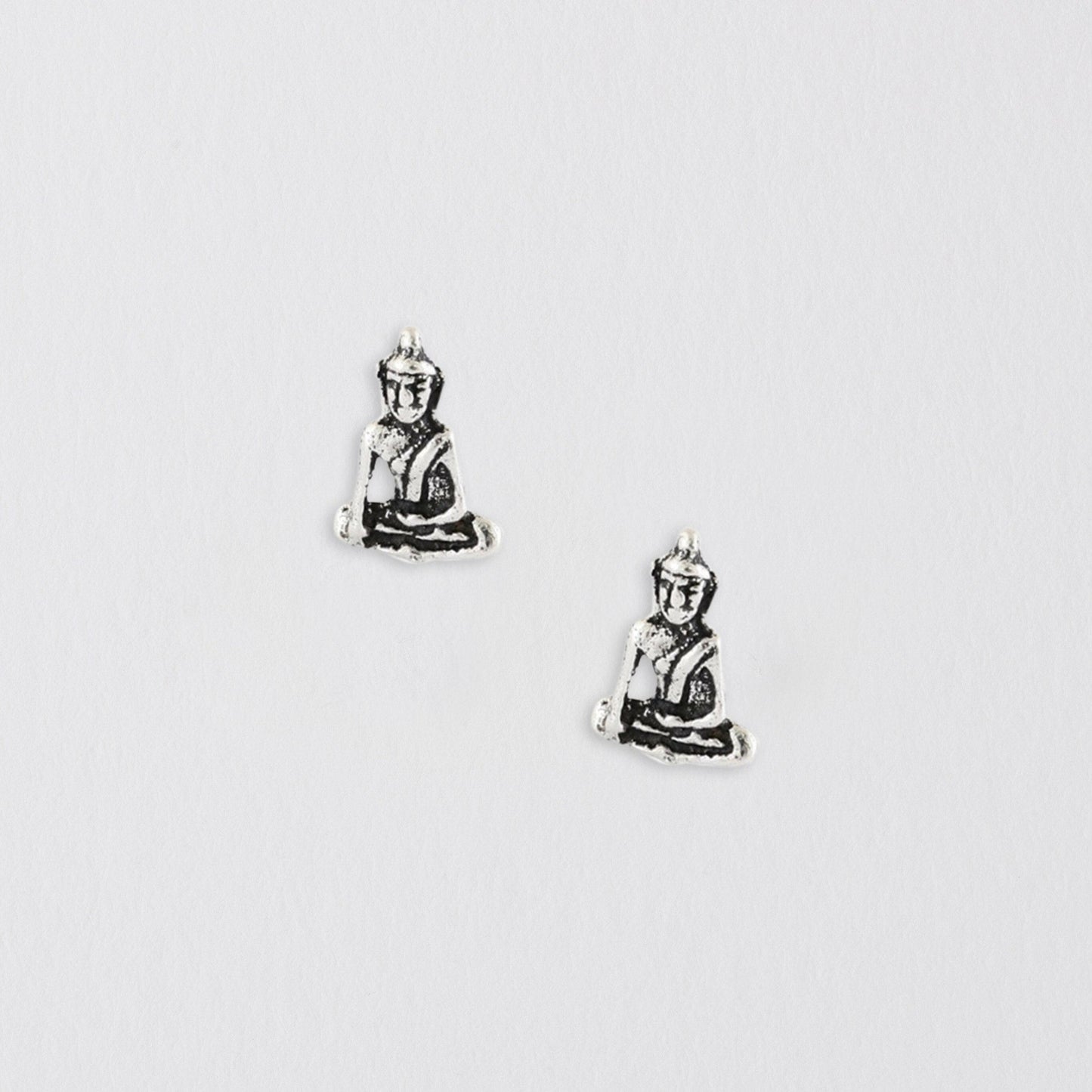 Buddha Silver Ear Studs Earrings Crumble and Core   