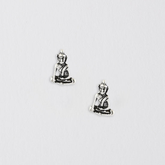 Buddha Silver Ear Studs Earrings Crumble and Core   