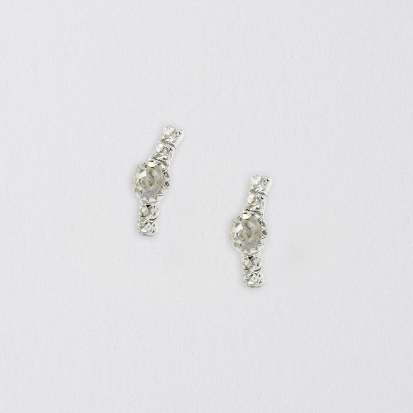 Curved Crystal Silver Ear Stud Earrings Crumble and Core   