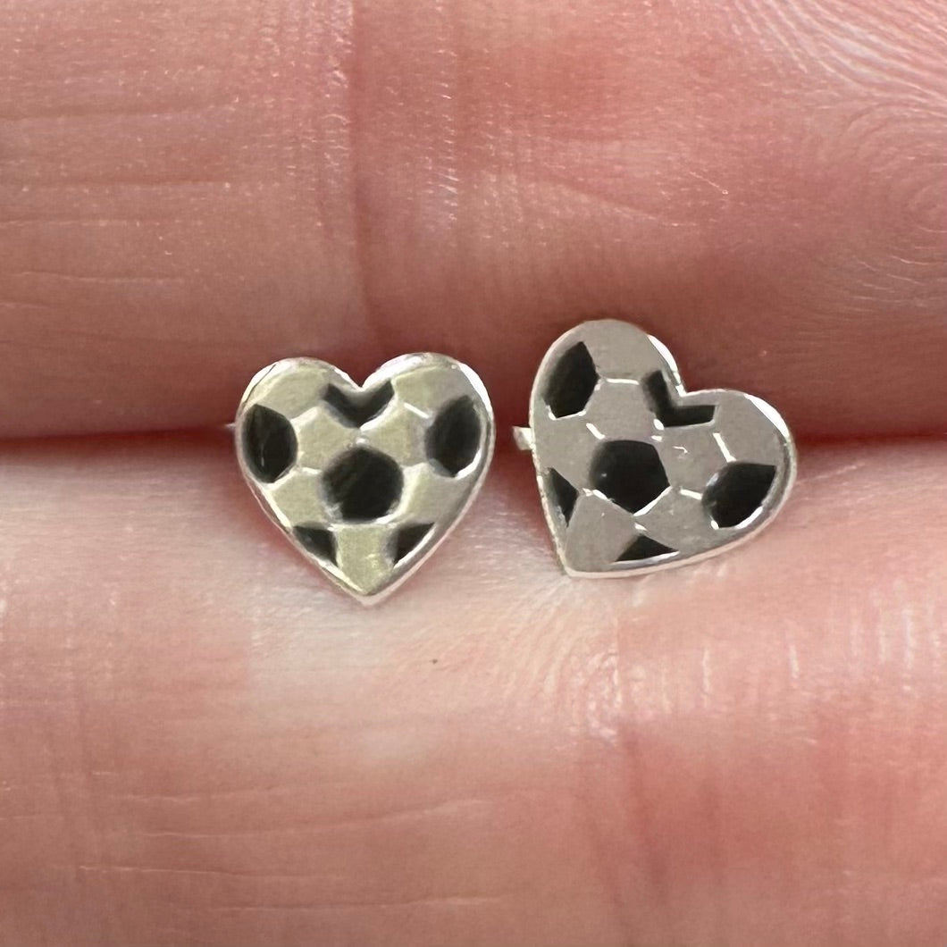 Heart Football Silver Ear Stud All Products Crumble and Core   