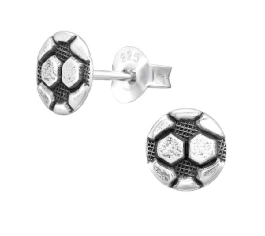 Football Silver Ear Stud All Products Crumble and Core   