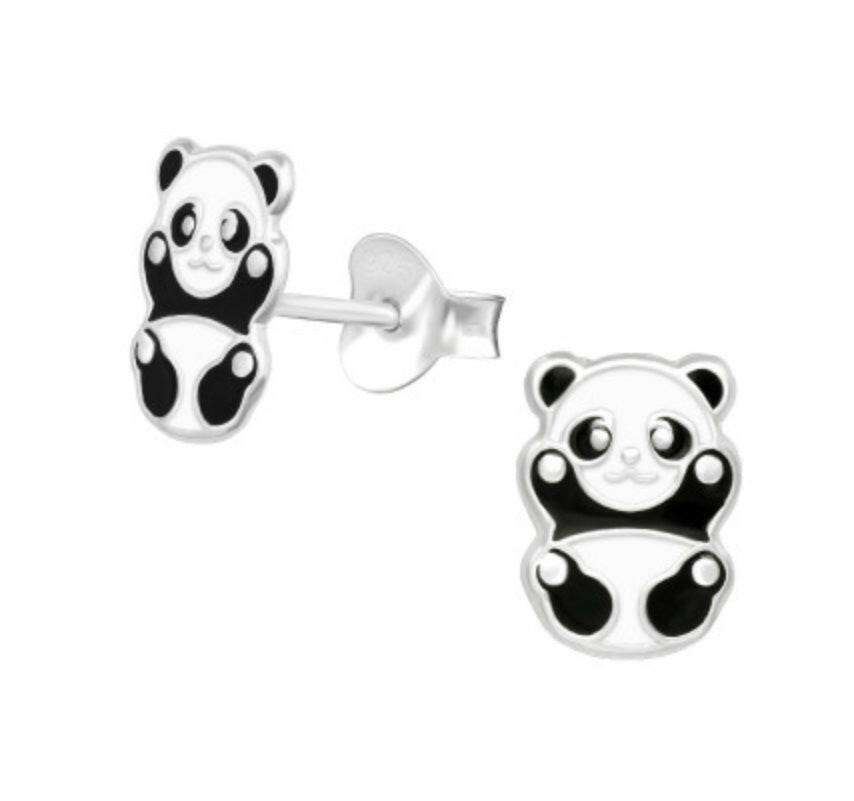 Cute Panda Silver Ear Stud Earrings Crumble and Core   