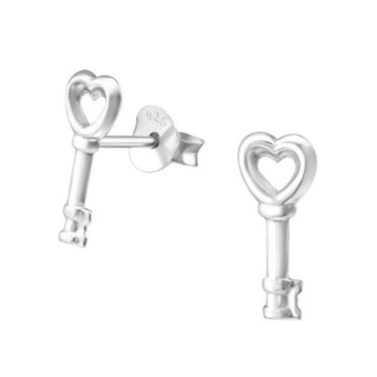 Heart Key Ear Studs Earrings Crumble and Core   