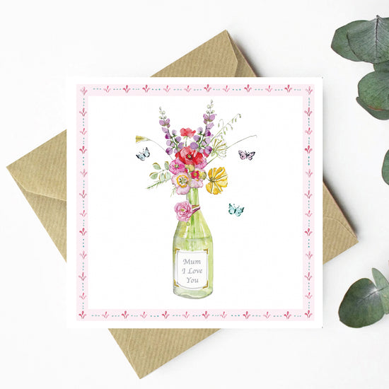 Flower-filled Bottle Card for Mum - A Charming Celebratory Card for a Loving Mother