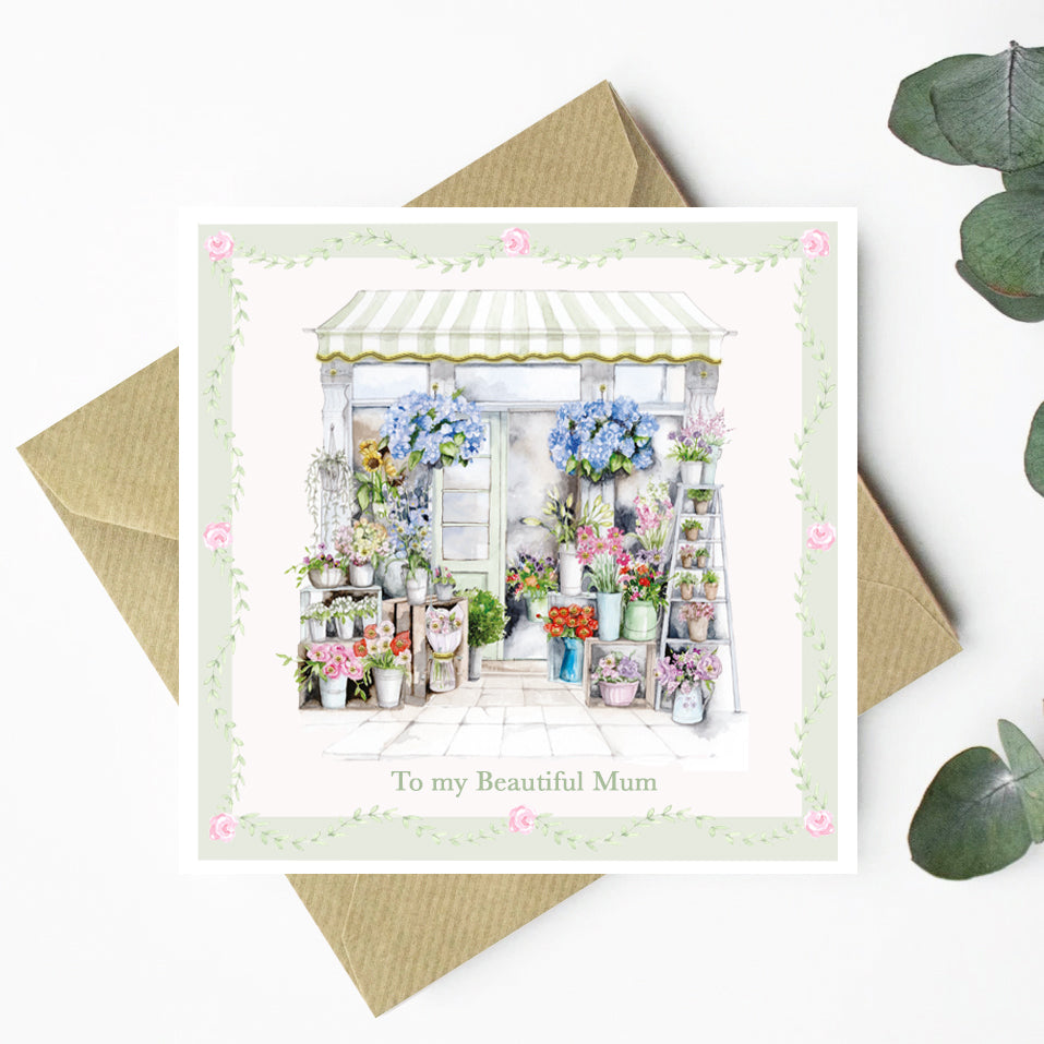 Florist Watercolour Greeting Card for Mum - Beautiful Floral Design for the Perfect Card