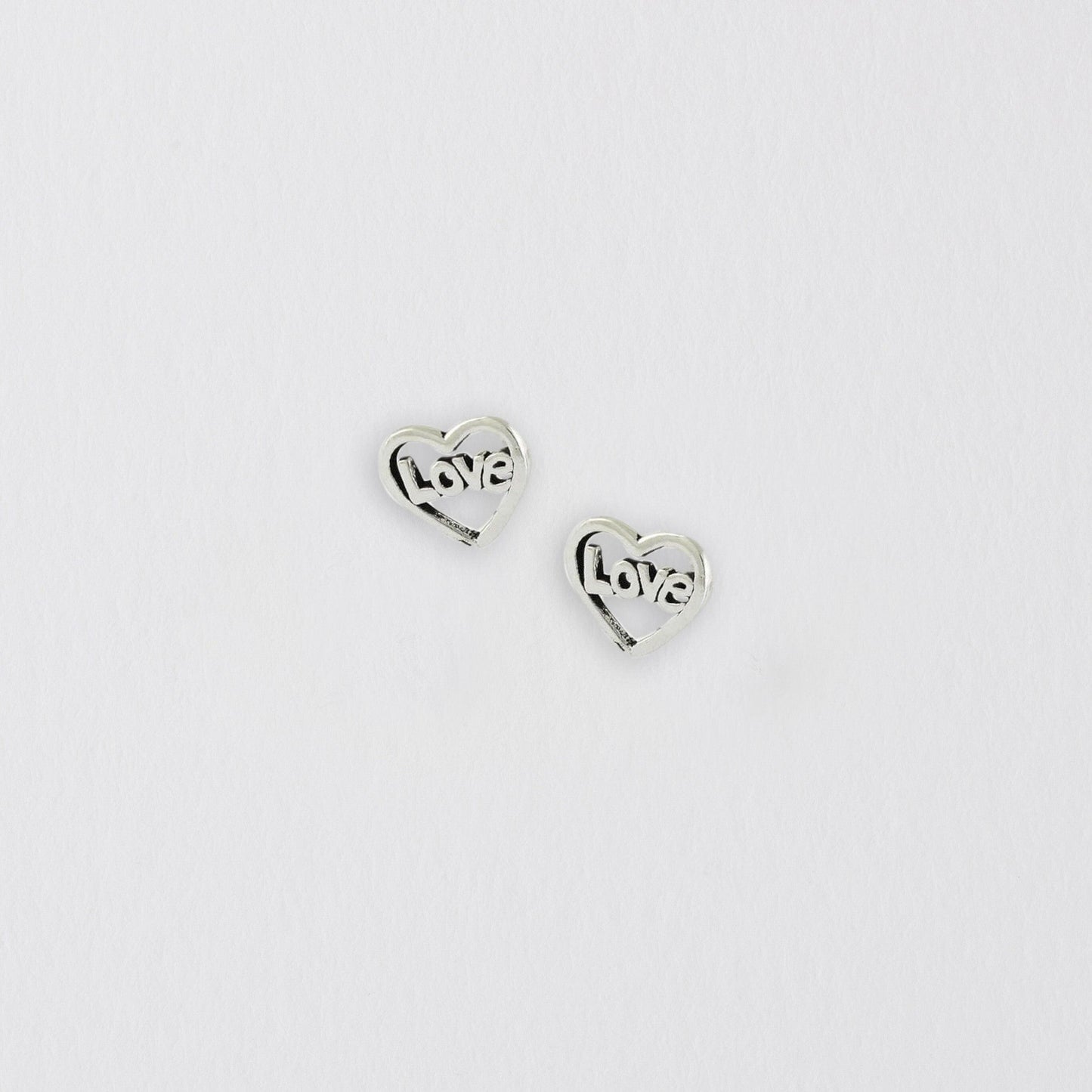 Love Heart Silver Ear Stud Jewelry Crumble and Core   