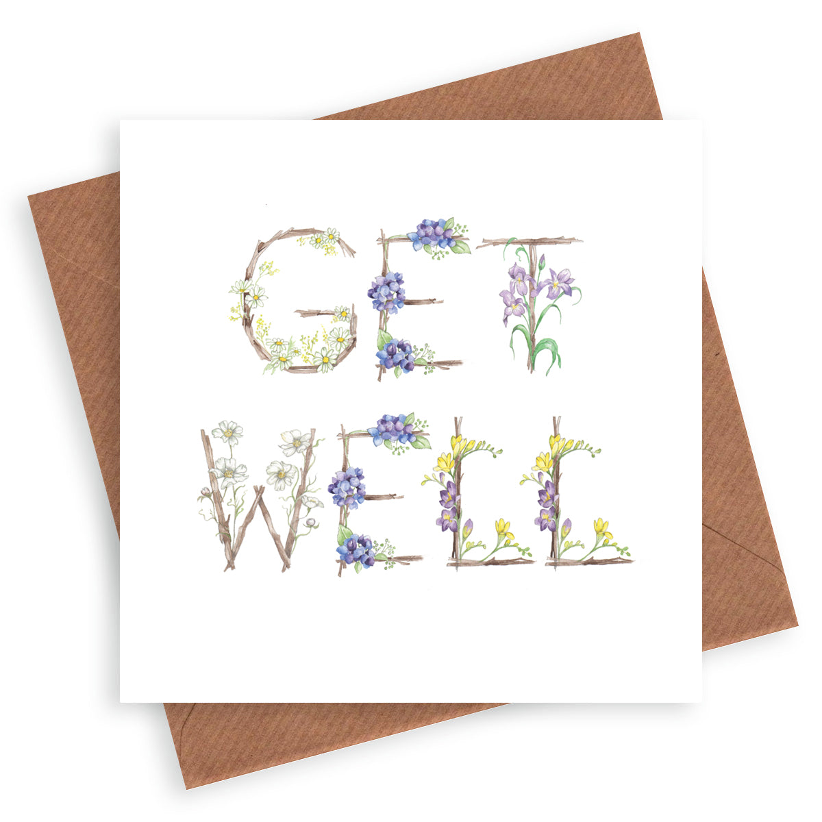 Floral Letters Get Well Card