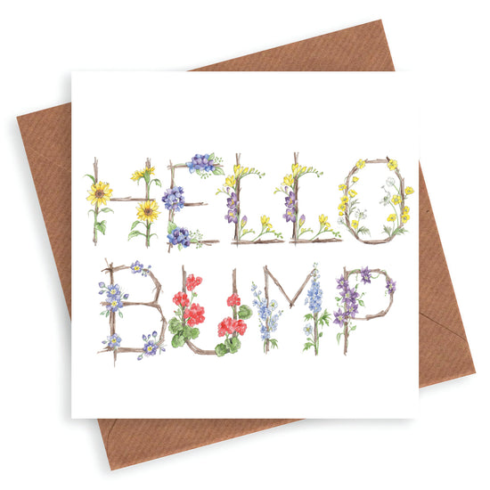 Floral Letter Alphabet Design Card for Expectant Parents - Hello Bump