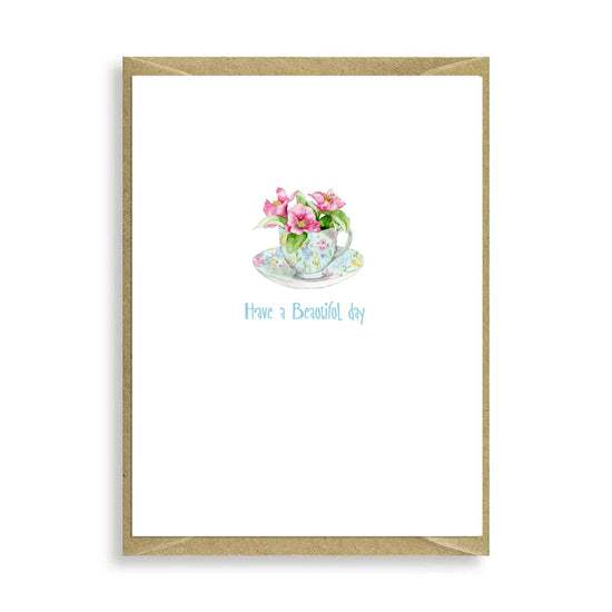 Teacup and Flowers Mini Card Greeting & Note Cards Crumble and Core   