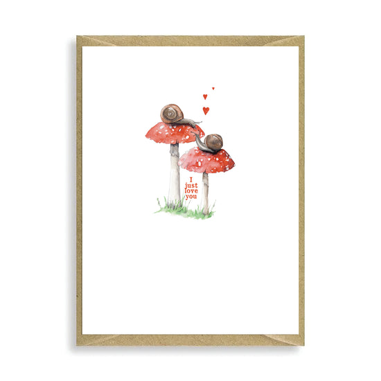 Loving Snails on Toadstools Mini Card - Perfect for Expressing Your Love