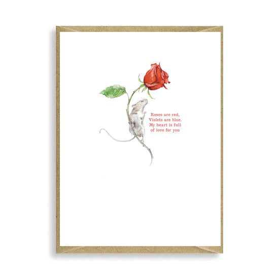 Beautiful Rose and Mouse Mini Card - Adorable Greeting Card for Loved Ones