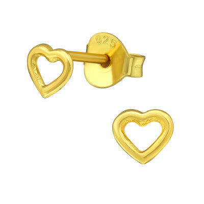 Gold Plated Sterling Silver Heart Studs