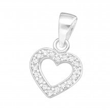 Heart Sterling Silver Jewelled Pendant