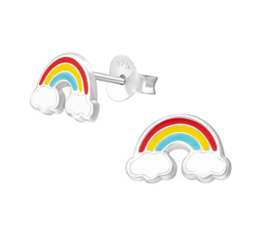 Rainbow Silver Ear Studs Earrings Crumble and Core   