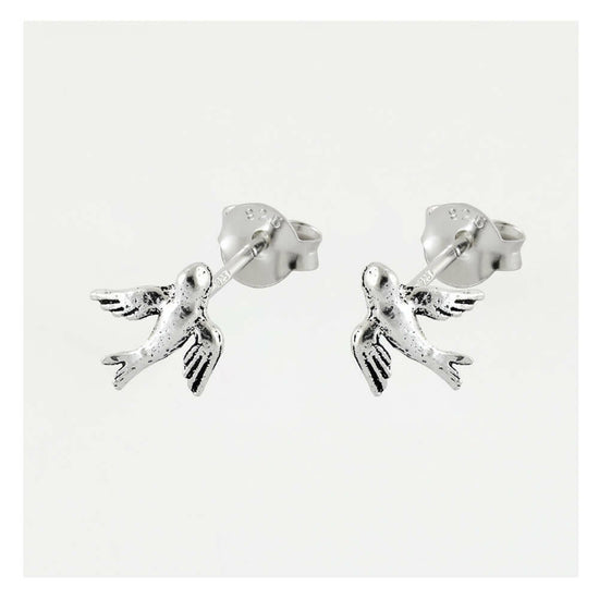 Bird Silver Ear Stud Earrings Crumble and Core   