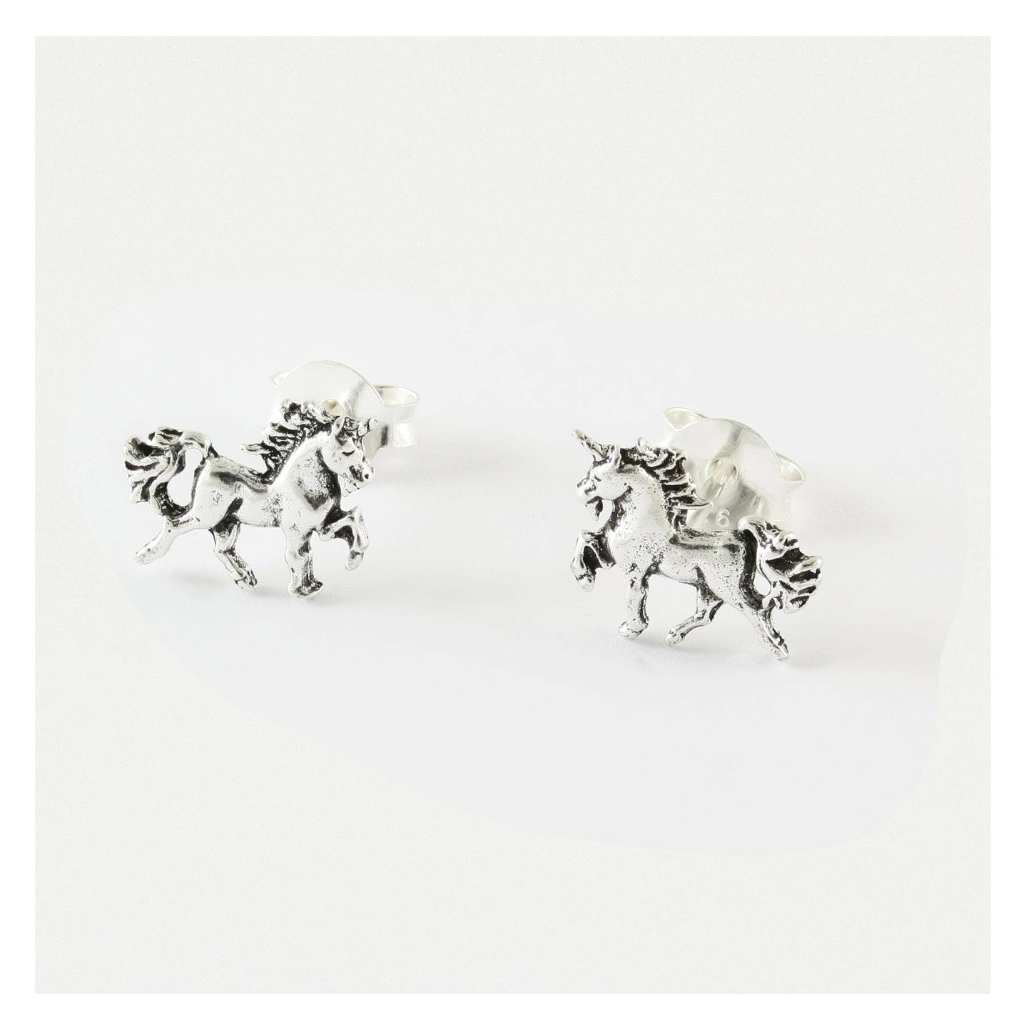 Unicorn Silver Ear Stud Earrings Crumble and Core   