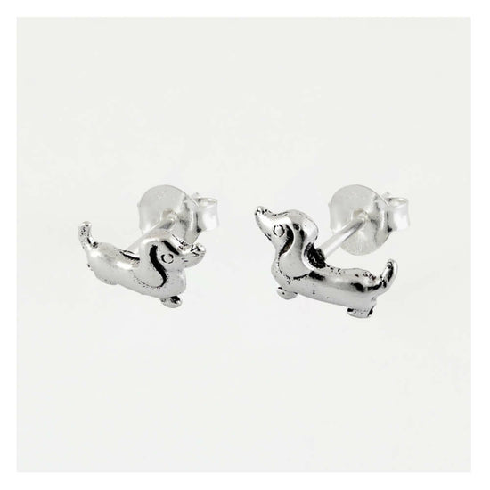 Sausage Dog Silver Ear Stud Earrings Crumble and Core   