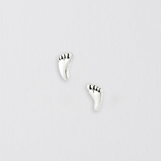 Feet Silver Ear Studs Earrings Crumble and Core   