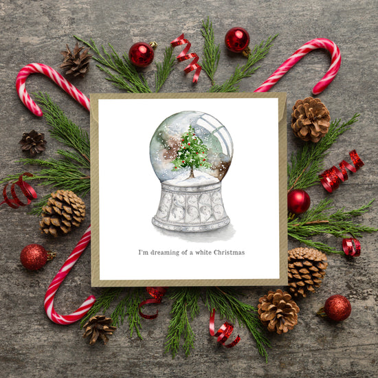 Premium Hand-Finished Snowglobe Christmas Card - Festive Holiday Greeting with Snow Globe Design