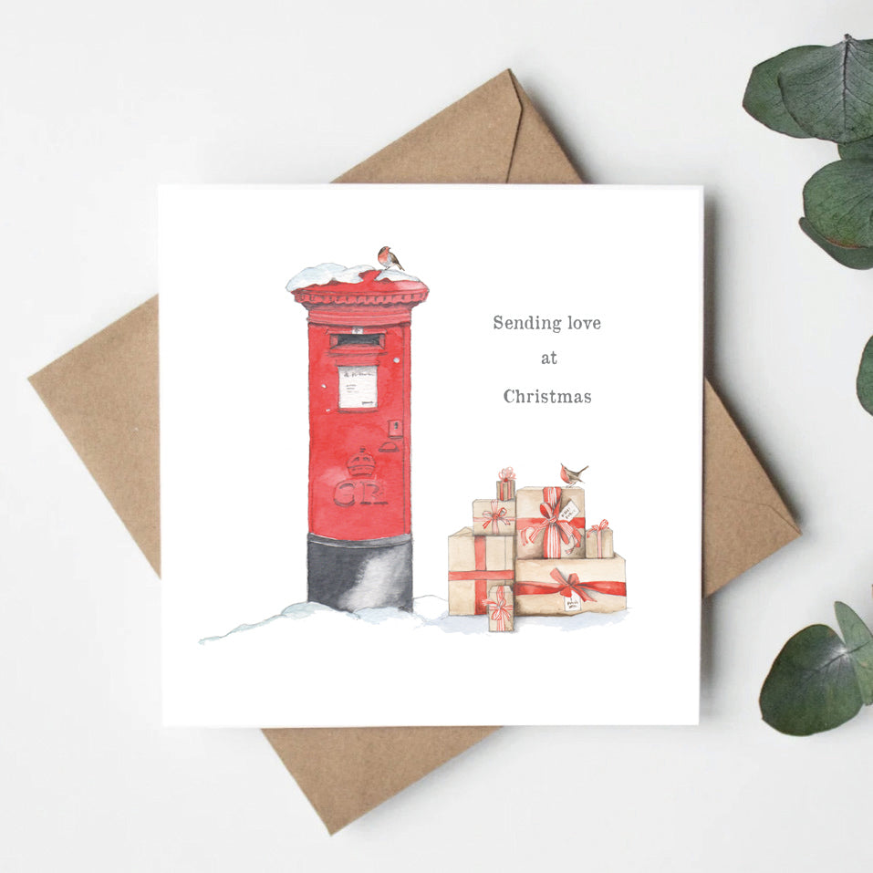 Christmas Post Box and Parcels Greeting Card