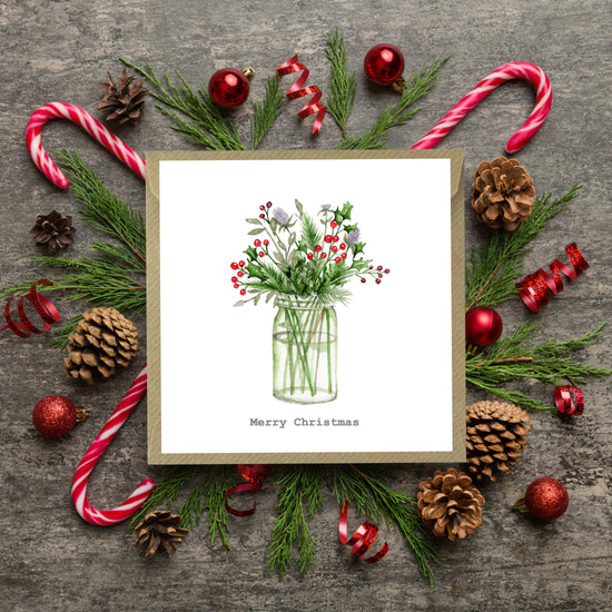 Flower Jar Christmas Card