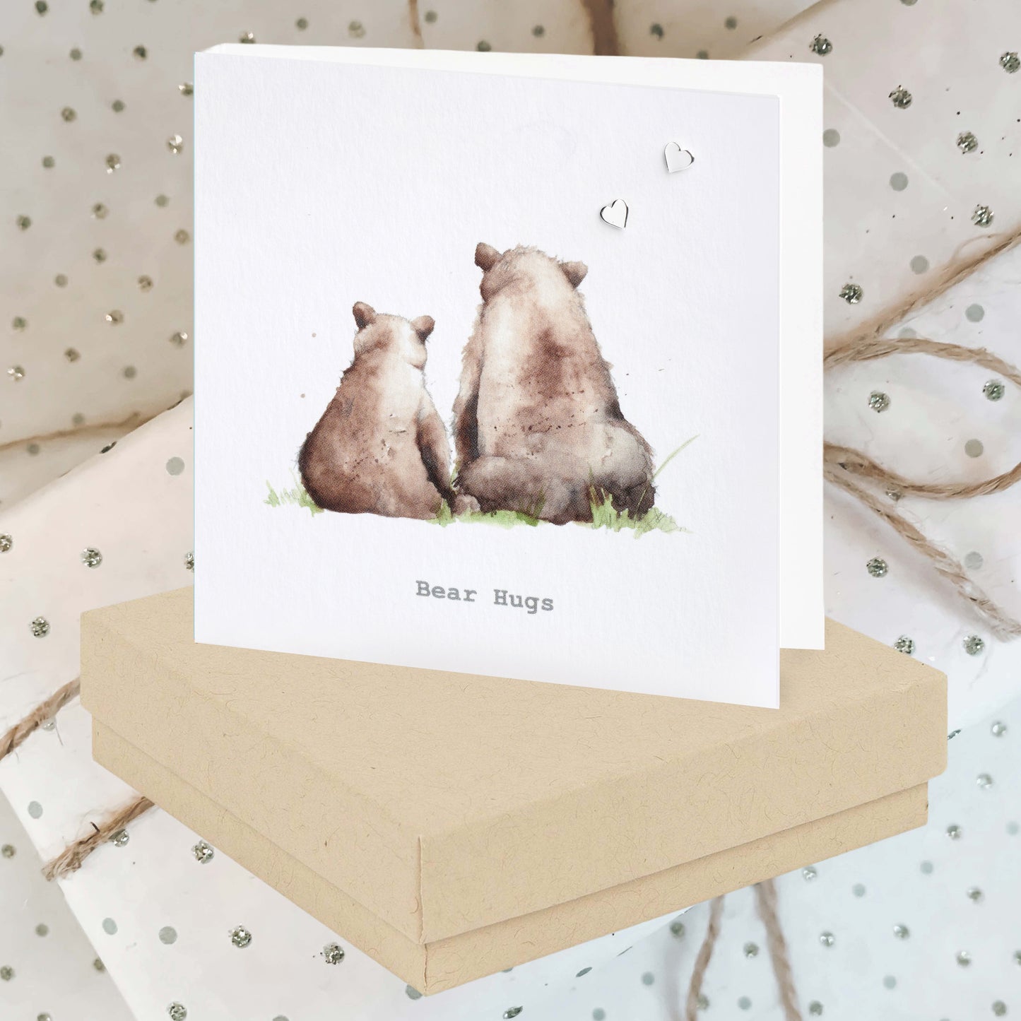 Sterling Silver Bear Hugs Stud Earrings - Handcrafted Card Included