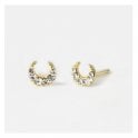 Gold Plated Sterling Silver Sparkly Moon Earring Studs