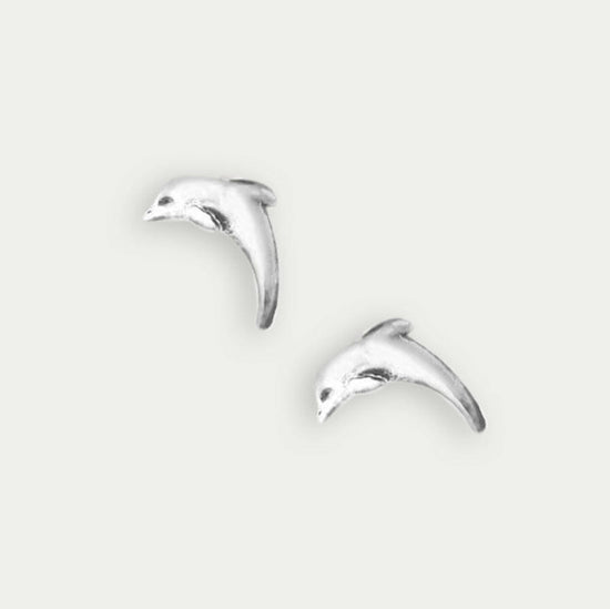 Dolphin Silver Ear Stud Earrings Crumble and Core   